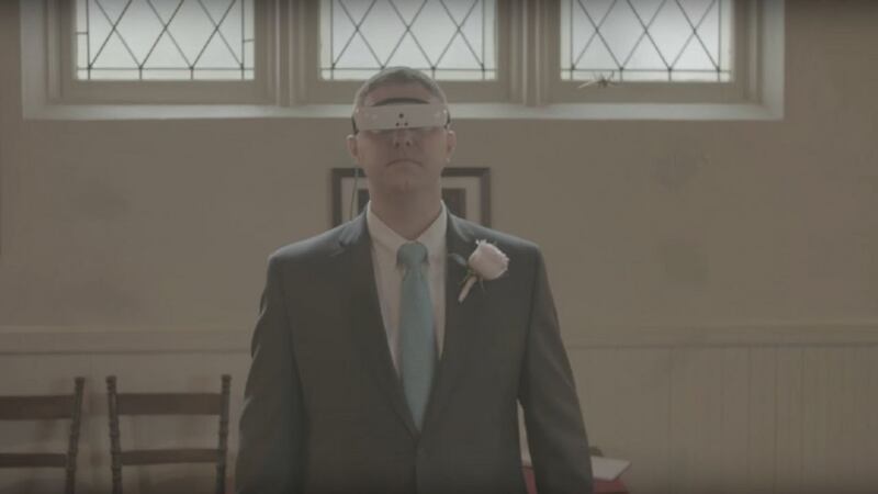 Andrew Airey used eSight 3 glasses to see his own wedding for the first time during a recreation of the day.