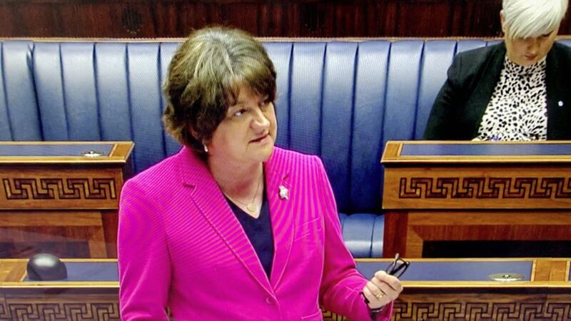 First Minister Arlene Foster lays out details of further restrictions in the assembly chamber 