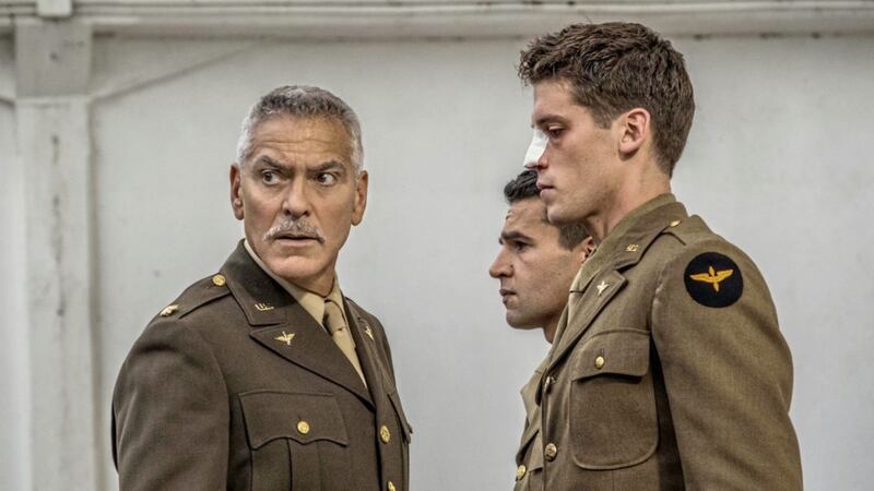 George Clooney, Christopher Abbott and Pico Alexander in Catch-22 