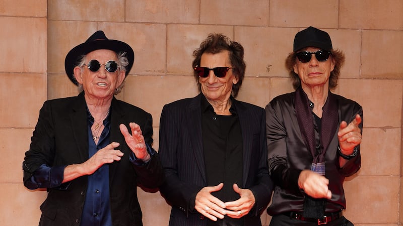 Keith Richards, Ronnie Wood and Sir Mick Jagger at the Hackney Diamonds launch event at the Hackney Empire in London (Ian West/PA)