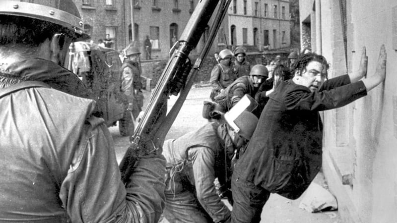 Future SDLP leader and Nobel Peace laureate, John Hume was arrested by British soldiers during a peaceful civil right&#39;s protest in Derry in August 1971. Picture by Alan Lewis, Photopress. 