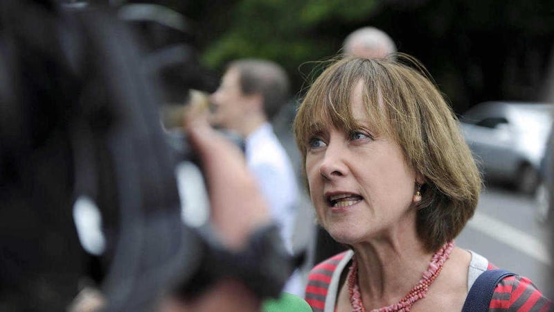 Patricia McKenna after talks with the then French President Nicholas Sarkozy at the French Embassy in Dublin regarding the Lisbon Treaty referendum in 2008 