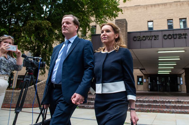 Former Conservative MP Charlie Elphicke, with MP for Dover Natalie Elphicke, leaving Southwark Crown Court during his trial