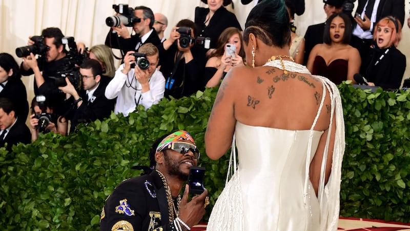 The rapper asked girlfriend Kesha Ward Epps to marry him at the New York event.