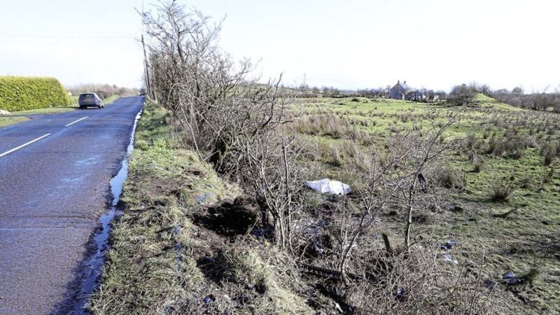 The scene where two people died in a crash on the Duneaney Road in Co Antrim on Wednesday. Picture by Margaret McLaughlin 