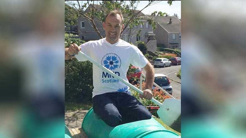 Tommy Monteith (38), from Portpatrick, is rowing a raft 19 miles from Donaghadee in Northern Ireland, to his hometown, with 11 others in aid of MND Scotland&nbsp;