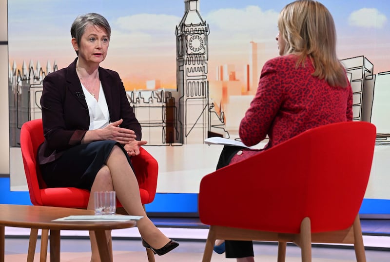 Shadow home secretary Yvette Cooper appearing on current affairs programme Sunday With Laura Kuenssberg