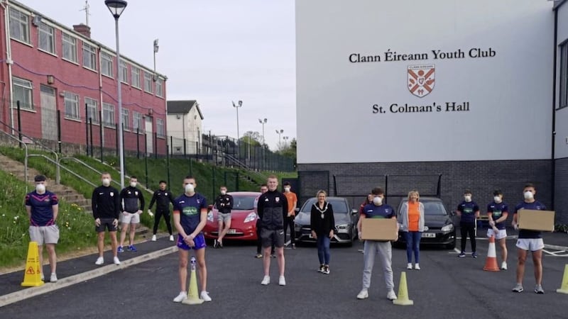 Clann Eireann senior players, Lurgan&#39;s Armagh minor players, Lurgan Rugby Club players and Mealla Campbell, Lord Mayor of Armagh, Banbridge and Craigavon Council, set out on a delivery 