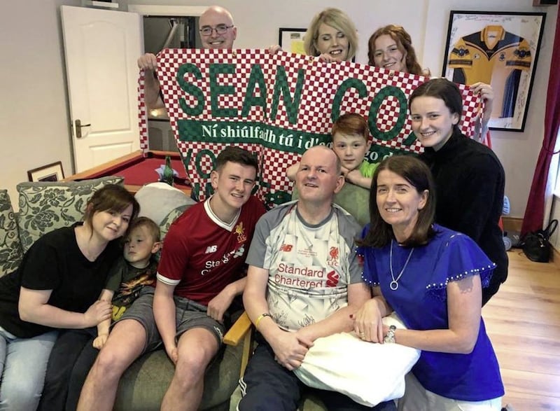 Sean Cox at home with his family 