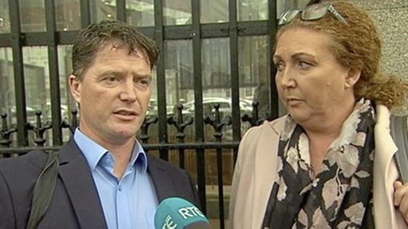 Se&aacute;n Phillips and his wife Norma travelled to Leinster House to urge political representatives to support a full public inquiry into the case. Picture from RT&Eacute; 