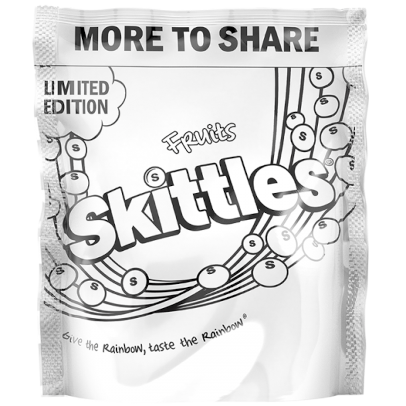 white skittles packaging (Wrigley)