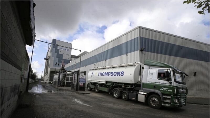 Thompson&#39;s Feeds in Belfast, owned by W &amp; R Barnett. Photo: Hugh Russell 