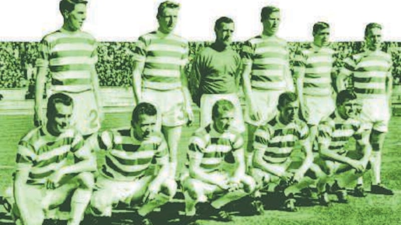 The Celtic starting line up before defeating Inter Milan 2-1 on this day in the 1967 European Cup Final in Lisbon