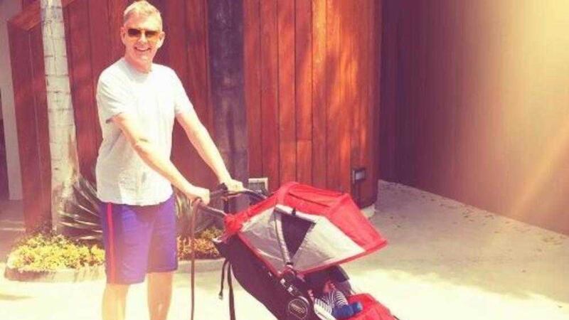 Cat Deeley posted the image of her husband Patrick Kielty pushing their son&#39;s pram  