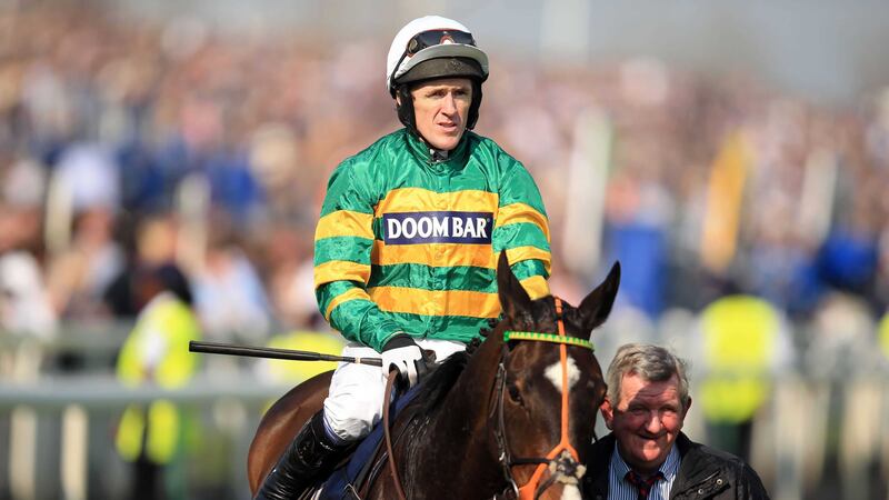 Jockey AP McCoy after winning the Doom Bar Aintree Hurdle during the Grand Opening Day of the Crabbies Grand National Festival at Aintree Racecourse, Liverpool in 2015. Picture by Mike Egerton, Press Association&nbsp;