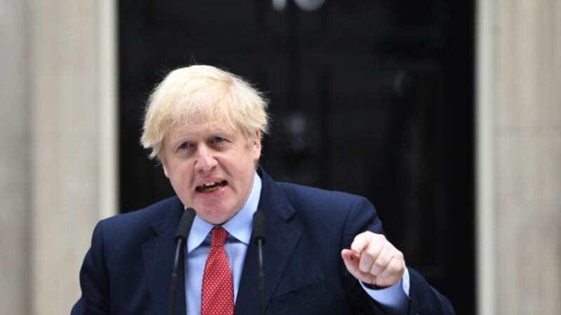 Boris Johnson speaking at Downing Street for the first time since he battled Covid-19. Picture by Stefan Rousseau, Press Association