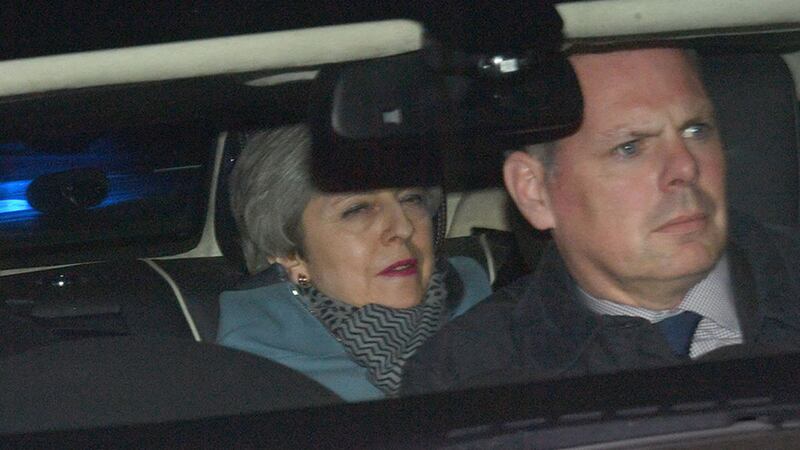 Theresa May leaving the Houses of Parliament, London, after MPs rejected all eight of the indicative votes chosen by Speaker John Bercow on Wednesday evening&nbsp;