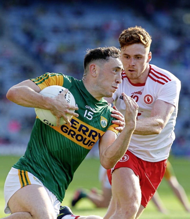 Tyrone's Conor Meyler and Kerry's Paudie Clifford in action during the 2021 All-Ireland SFC semi-final. Pic Philip Walsh 