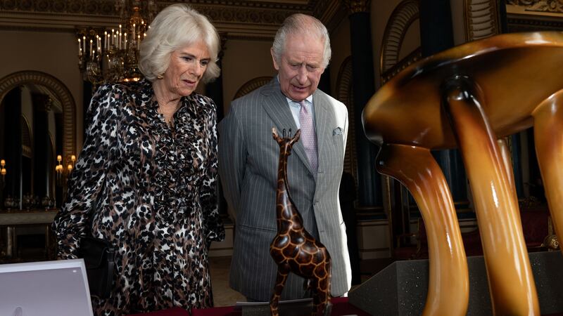 Charles and Camilla viewed part of the Royal Collection relating to the royal family’s connection to Kenya during the Buckingham Palace reception (Aaron Chown/PA)