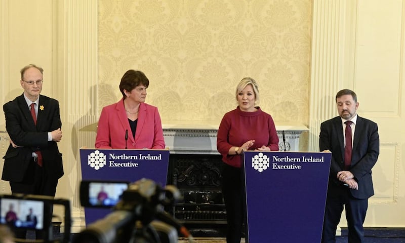 First Minister Arlene Foster and deputy First Minister Michelle O'Neill. Picture by Colm Lenaghan, Pacemaker