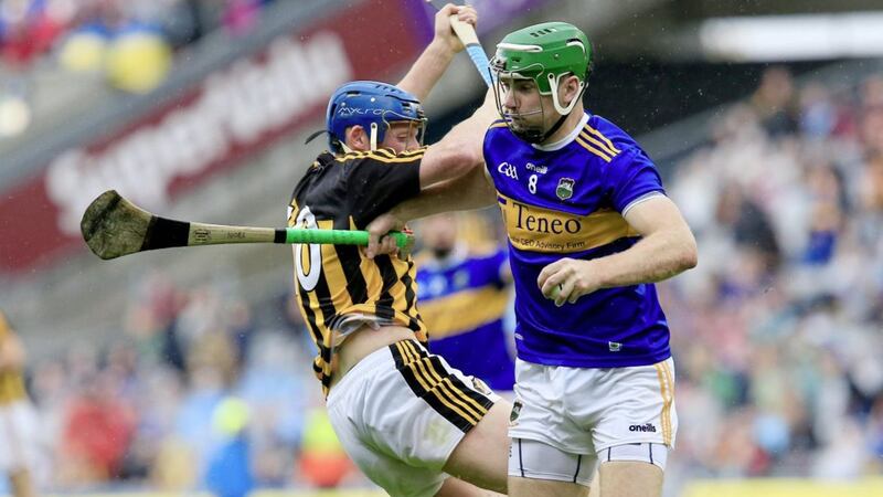 Kilkenny&#39;s John Donnelly and Tipperary&#39;s Noel McGrath come together during yesterday&#39;s All-Ireland SHC final. Picture by Philip Walsh 
