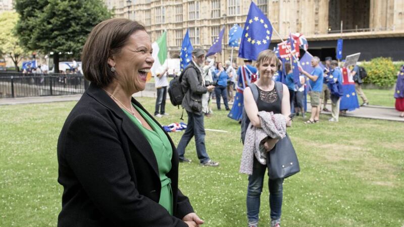 Sinn F&eacute;in's Mary Lou McDonald outside Westminster. Picture by Stefan Rousseau, Press Association