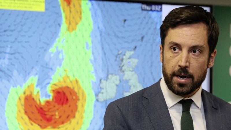Irish Minister for Housing, Eoghan Murphy, at a press briefing at the Department of Agriculture, Dublin, following a meeting of the National Emergency Co-ordination group concerning Storm Lorenzo. Picture by Brian Lawless/PA Wire 