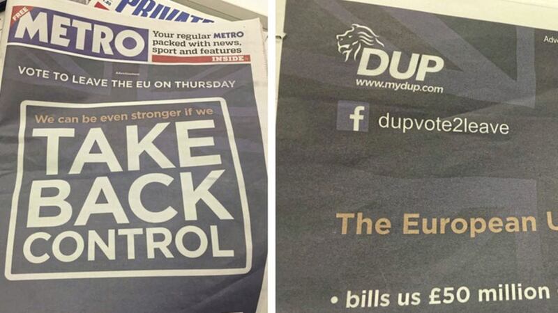 The DUP spent &pound;282,000 on a wraparound advert in London&#39;s Metro newspaper in support of Brexit 