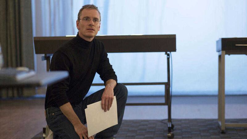 Steve Jobs (Michael Fassbender) cleans up in the wake of yet another bout of verbal sparring 