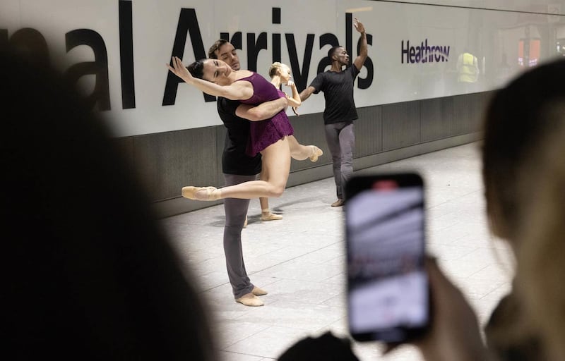 Ballet dancers at Heathrow