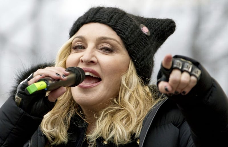 Madonna performs on stage during the 2017 Women's March rally in Washington DC