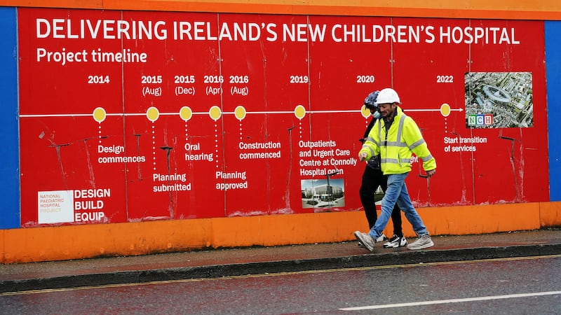 A construction worker at the construction site of the new National Children’s Hospital in Dublin. Picture date: Wednesday October 5, 2022.