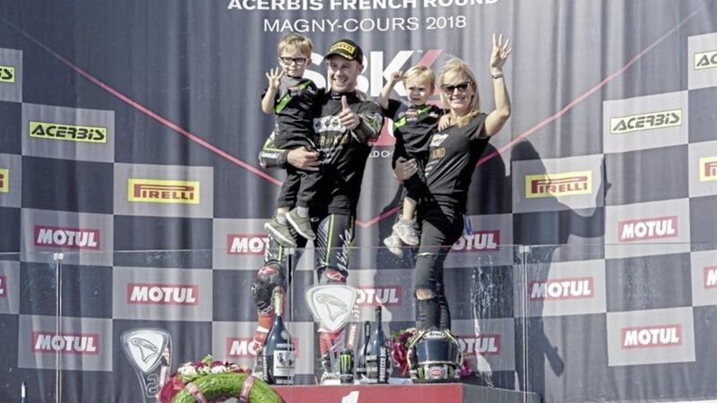 Racing star Jonathon Rea and his family 