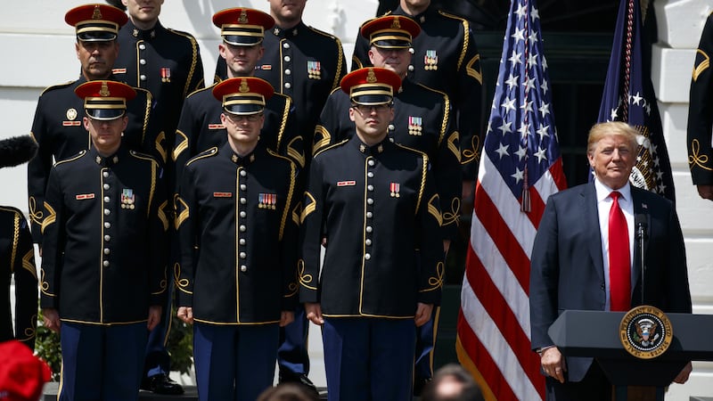 The stumbling rendition came at a White House ‘celebration of the American flag’.