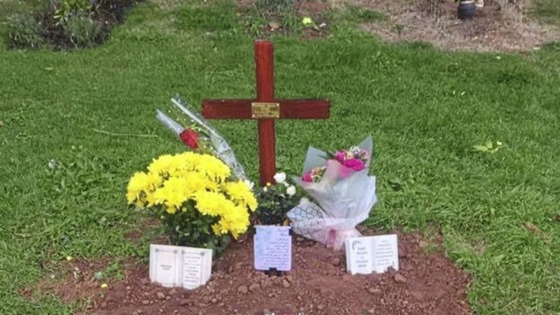Mrs Keane&#39;s family had wanted the headstone to read &quot;In &aacute;r gcro&iacute;the go deo&quot; (&quot;In our hearts forever&quot;) without an accompanying English translation. Picture from Keane family/BBC 