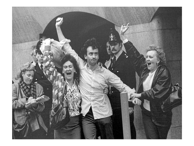 Gerry Conlon emerges from the Old Bailey Court in London after the Guildford Four are were released in 1989. Picture by Hugh Russell 