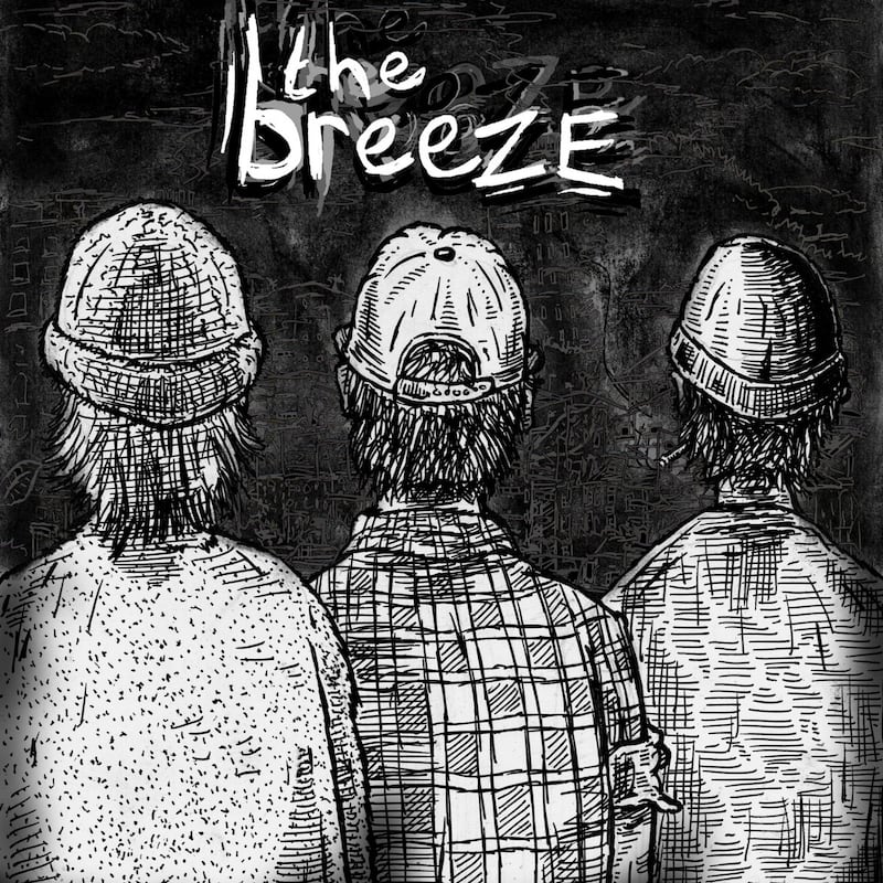 The hand-drawn cover of Thin Ground by The Breeze