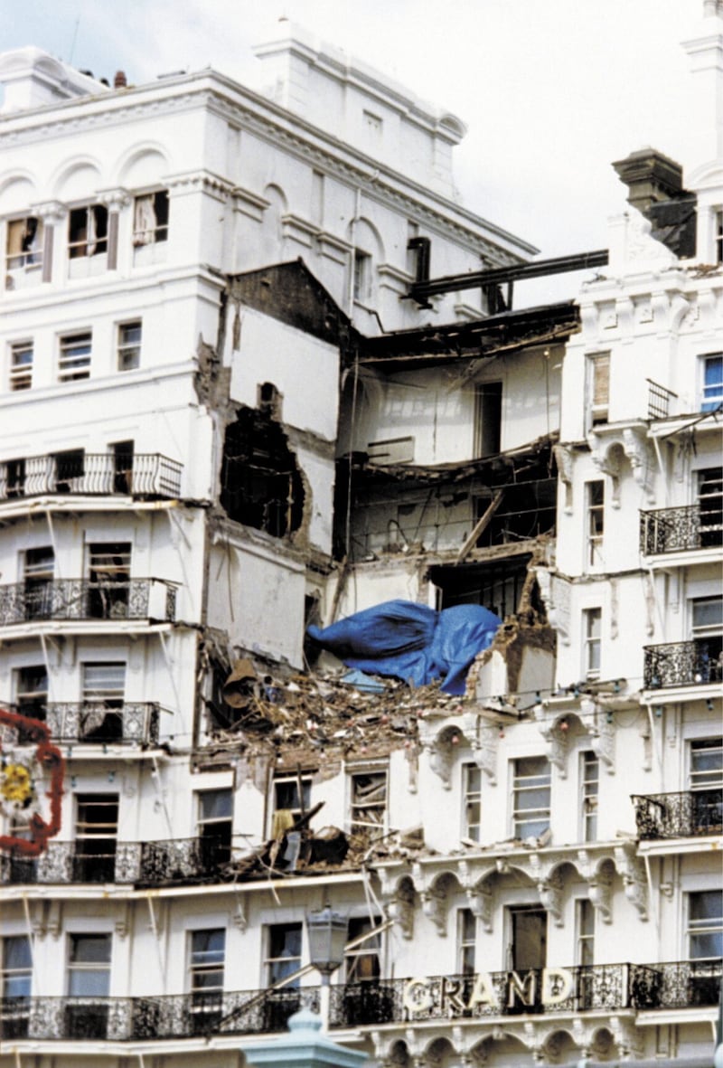 The aftermath of the IRA bombing at the Grand Hotel, Brighton, on October 12 1984. Picture: PA Wire. 