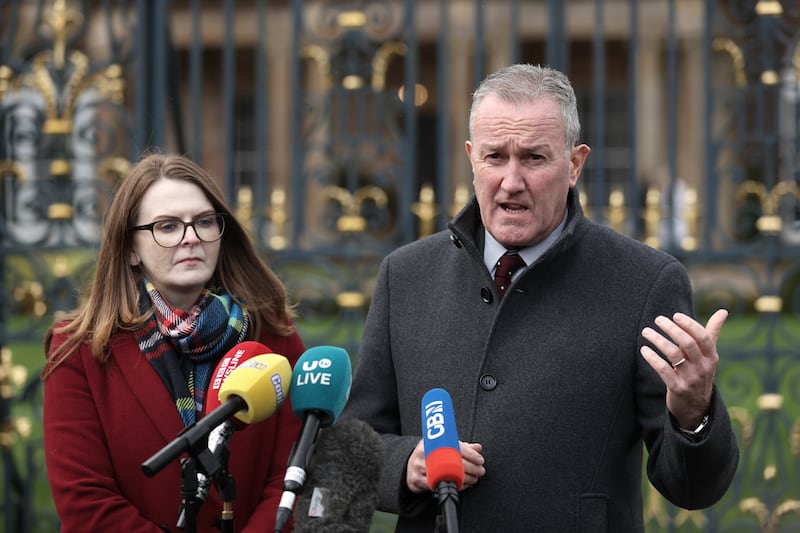 Sinn Fein MLAs Conor Murphy and Caoimhe Archibald