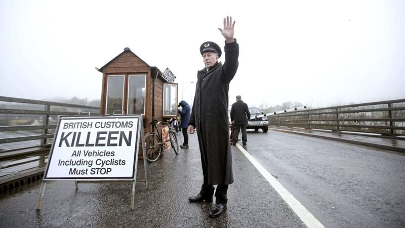 An anti-Brexit protest stage a customs post border crossing on the M1 at Carrickarnon near the border between Newry and Dundalk. Picture by Jonathan Porter/PressEye.com