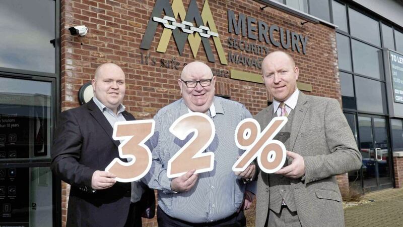 Liam, Frank and Francis Cullen of Mercury Security Management celebrate a record year for the company which saw 2016 sales increase by 32 per cent year on year 