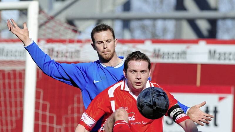 Cliftonville&#39;s Chris Scannell in action at Solitude in Belfast 