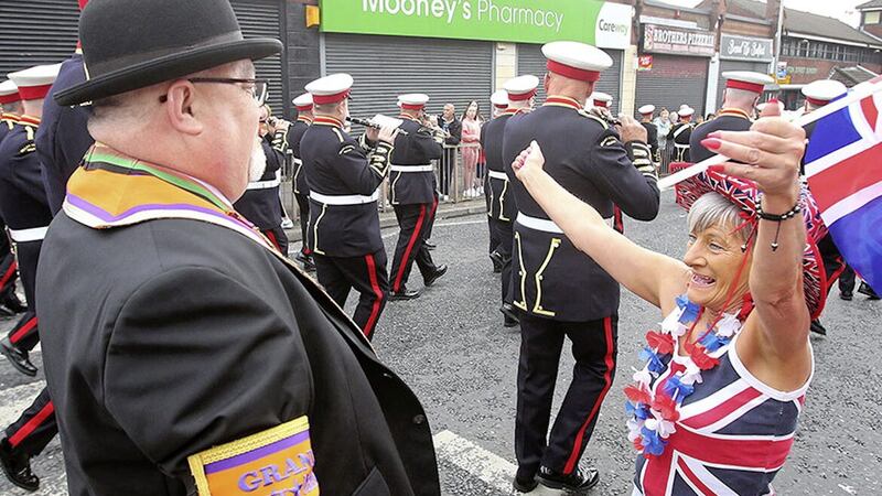 A Twelfth of July parade making its way from Carlisle Circus in Belfast 