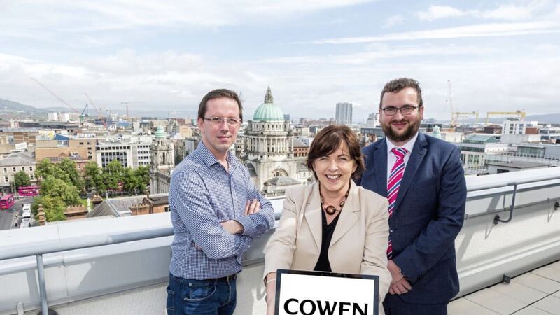 Pictured are; Eamon O&rsquo;Neill, Margaret Dolan and Ian Wasson, who lead the Belfast team at Cowen 