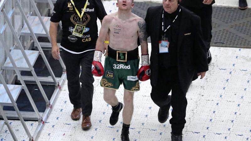 Paddy Barnes after defeat by Cristofer Rosales during the WBC Flyweight Title fight at Windsor Park 