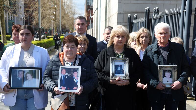 Members of the Fox and McKearney families at Belfast Laganside Court. PICTURE: MAL MCCANN