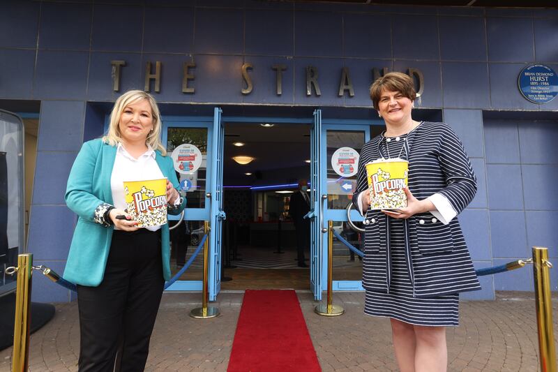 Previous visitors to the Strand cinema have included Northern Ireland’s former first minister Arlene Foster (right) and deputy first minister Michelle O’Neill