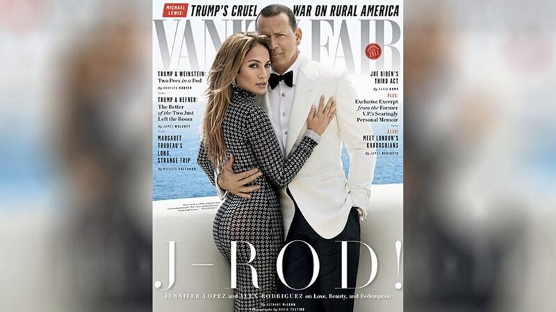 Jennifer Lopez and Alex Rodriguez on the cover of Vanity Fair. Picture from Vanity Fair on Twitter 
