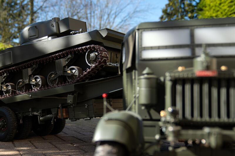 Mr Hopper built the 1:6 scale Scammell Pioneer Tank Transporter from scratch, having previously restored a full-sized original. (Joe Giddens/ PA)