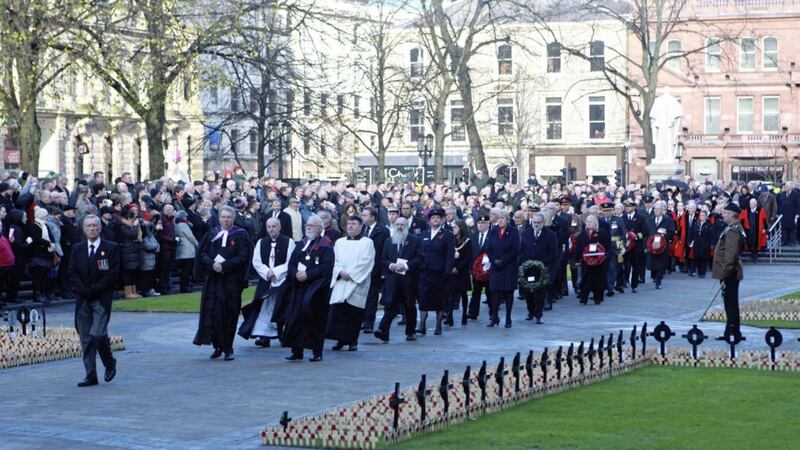 The National Day of Remembrance taking in place outside Belfast City Hall
